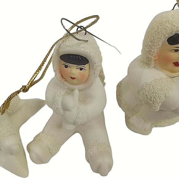 Christmas Ornaments Arctic Kids of Alaska Inuit Lot of 6 Winter White 3" - Picture 5 of 8
